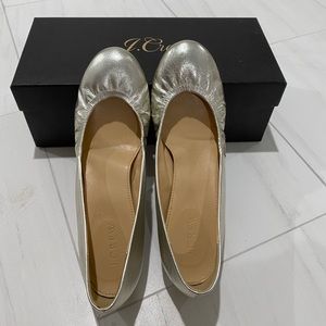 J. Crew Cece Ballet Flats Metallic Silver 7